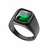 Δαχτυλίδι ατσάλινο ανδρικό μαύρο με πράσινη πέτρα