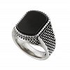 Δαχτυλίδι ατσάλινο ανδρικό με μαύρη πέτρα όνυχα