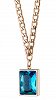 Κολιέ ατσάλινο με καρέ blue topaz πέτρα ζιργκόν
