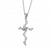 Oxzen κολιέ ασημένιο σταυρός με πέτρες ζιργκόν