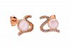 Oxzen σκουλαρίκια καρφωτά σε ροζ χρυσό με πέρλα και πέτρες ζιργκόν
